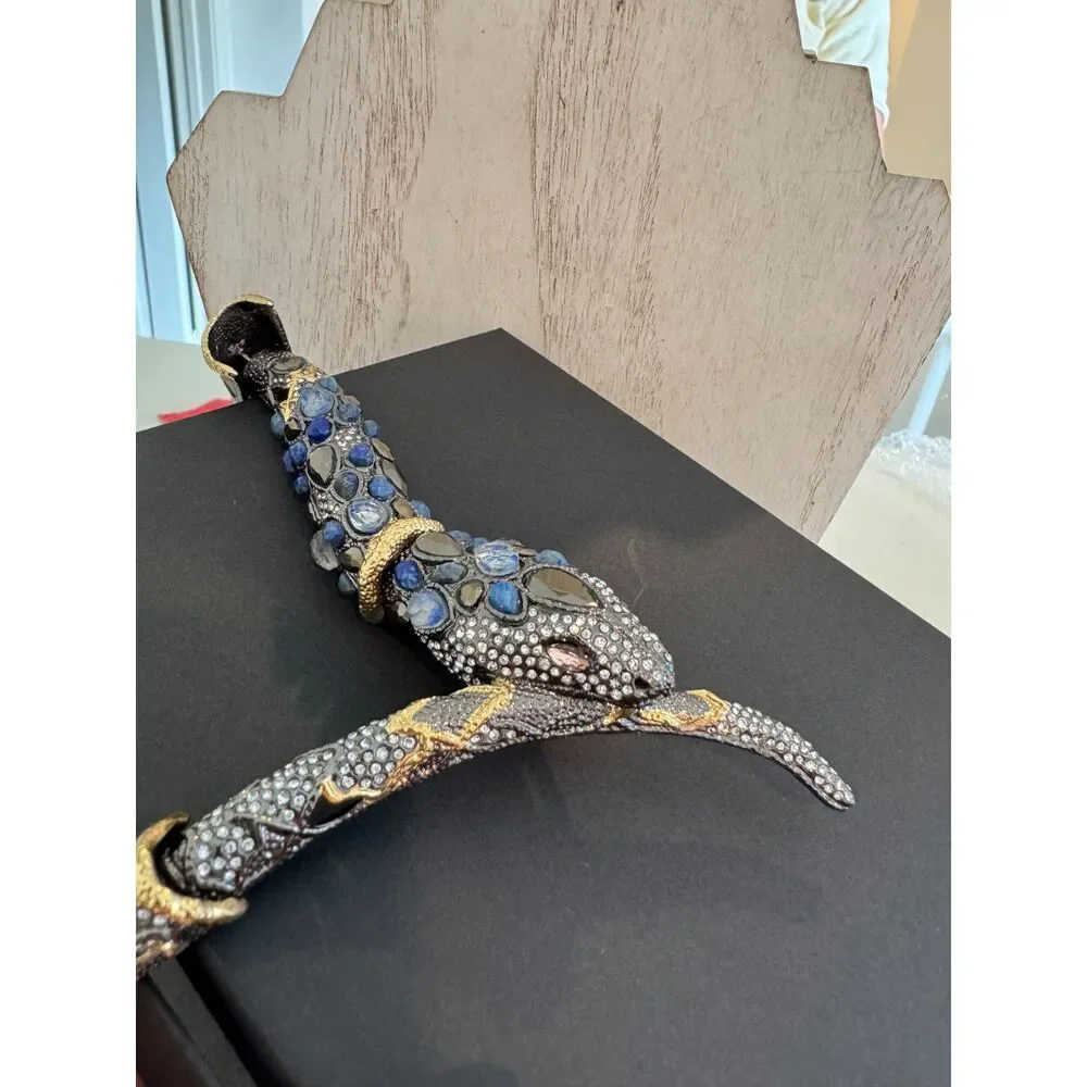 Designer Alexis Bittar Jardin de Papillon Snake Necklace Crystal - Picture 3 of 7